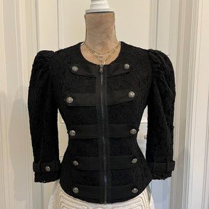 Twelve by Twelve Military Style Lace Zip-Up Top Size S